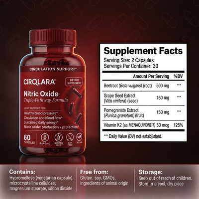 Cirqlara Triple-Pathway Nitric Oxide, Reactivate Your Natural Circulation