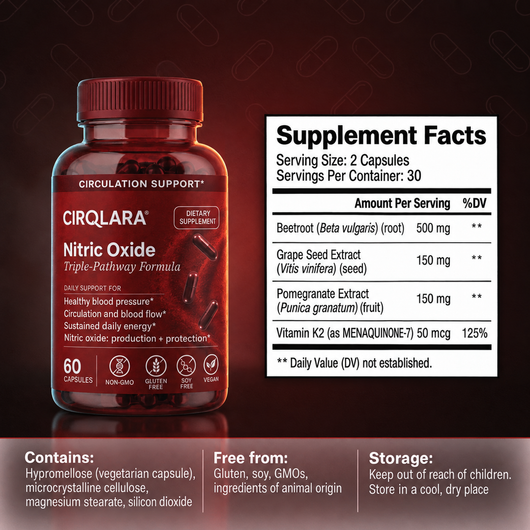 Cirqlara Triple-Pathway Nitric Oxide, Reactivate Your Natural Circulation