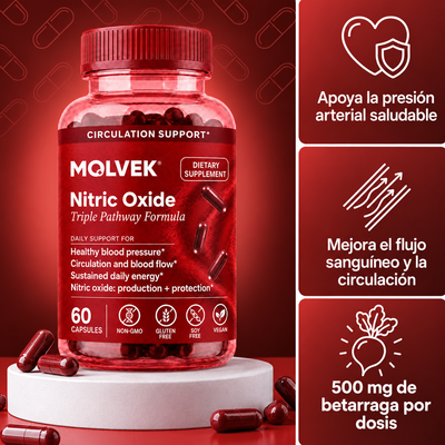 Molvek Óxido Nítrico Triple Vía, Reactiva tu Circulación Natural