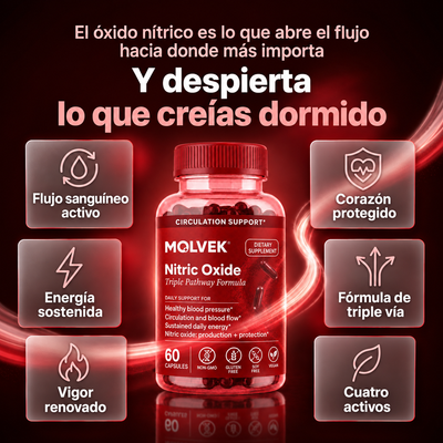 Molvek® Óxido Nítrico Triple Vía, Reactiva tu Circulación Natural