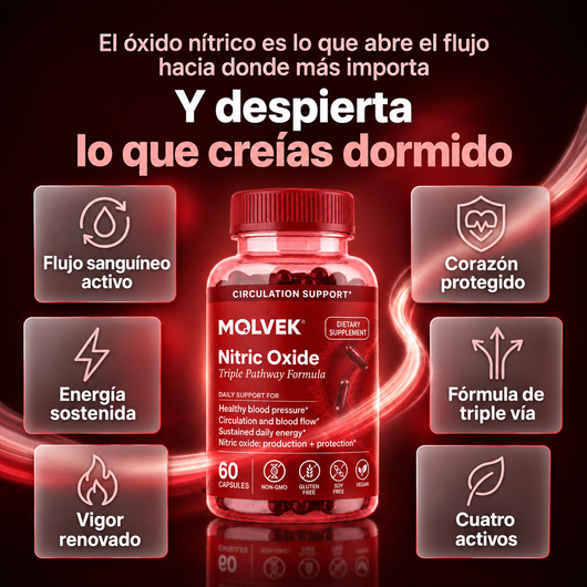 Molvek® Óxido Nítrico Triple Vía, Reactiva tu Circulación Natural