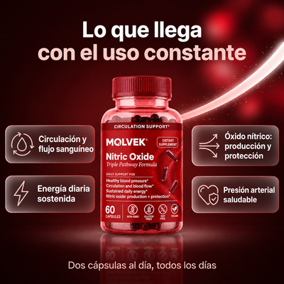 Molvek® Óxido Nítrico Triple Vía, Reactiva tu Circulación Natural